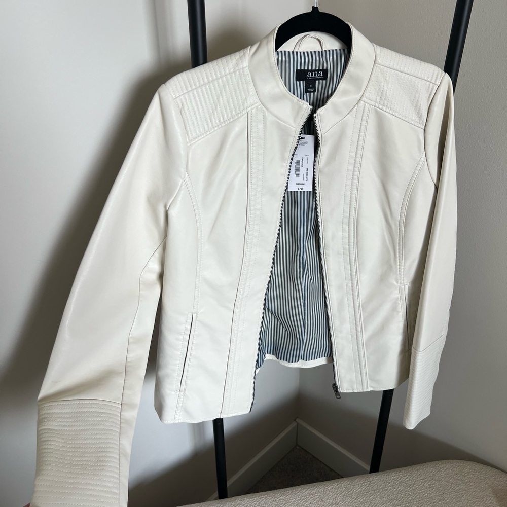 a.n.a Cream Faux Leather Moto Jacket - Picture 2 of 6